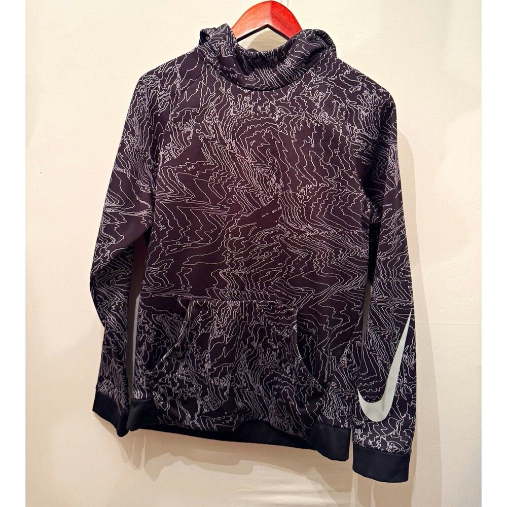 Nike Dri-FIT Pullover Hoodie Black Graphic Print Men's Size S